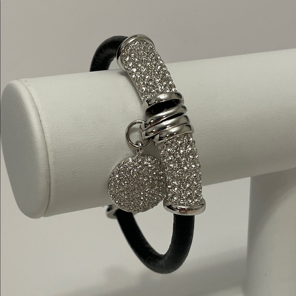 Joan Boyce Silver and Black Rubber Cord Bracelet